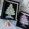 Navidad Estilo Nuevo Árbol de Navidad Grava Cristal Marco de Fotos Paquete de Materiales DIY Producción Creativa Adornos de Escritorio para Novia
