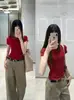 Camiseta Feminina de Manga Curta com Ombros Normais, Novo Verão 2026 Estilo Americano, Cintura Marcada, Caimento Justo, Top de Meia-Manga que Valoriza a Silhueta