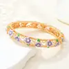 Pulsera de Esmalte con Flor Hueca de Cinco Pétalos en Stock para Mujer, Esmalte de Goteo Multicolor con Diamantes, Brazalete Abierto Delgado Estilo Chino, Versátil de Lujo Ligero