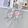 Parche de Tela Bordado de Flores Estéreo Colorido Fondo de Malla Lentejuelas Artesanía Flor Decorativa Ropa Accesorios de Boda DIY