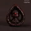 Talla en madera de azufaifo alcanzada por un rayo Pixiu que atrae la riqueza Talla en madera DIY pequeños accesorios Bolsa de la suerte con agujero Colgante para bolsa tejida Accesorios de juego cultural