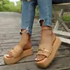 Sandalias gruesas de plataforma para mujer de talla grande, transfronterizas, con hebillas metálicas, novedad de verano 2026, romanas abiertas, versátiles para mujer
