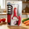 Cuchillo para Fruta para Uso Doméstico, Pelador de Acero Inoxidable, Pelador de Cocina Portátil Seguro 2 en 1, Cuchillo Plegable Afilado