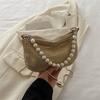 Estilo coreano pequeno saco quadrado saco de diamante cheio 2024 nova moda primavera e verão brilhante Diamond bolsa de pérolas cadeia crossbody bolsa para mulheres