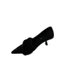 Sapatos Elegantes de Bico Fino com Salto Alto Estilo Francês para Mulheres, Novo Modelo Outono/Inverno 2025, Sapatos de Algodão com Forro de Lã