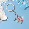 Serie Oceánica Dibujos Animados Tiburón Llavero Colgante Accesorios Incrustaciones de Diamantes Goteo de Aceite Amazon Aliexpress Modelo Más Vendido