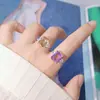 Anillo de Piedra Natural Citrino Amatista para Mujer Plata de Ley S925 Incrustado Anillo para Dedo Índice Estilo Popular Transmisión en Vivo Xiaohongshu Douyin