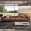 Sofá de cuero Roger de diseñador, moderno y sencillo, estilo italiano, para sala de estar, con filas rectas, de piel de vaca y muebles Foshan