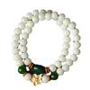 Flor flotante de Dunhuang Jade Blanco Raíz de Bodhi DIY Envejecimiento Grasa Manzana Cuentas sueltas Hombres y Mujeres Pulsera de doble anillo Pulsera Cuentas de Buda Venta al por mayor