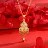 Collar Colgante de Campana de Calabaza Xiangyun Fulu Antiguo de Larga Data Incrustado con Diamantes Estilo Corriente Nacional de Sentido Avanzado