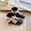 Colección Otoño 2026: Botines Estilo Británico para Niños, Botines Cortos Dulces y de Moda con Adorno de Moño para Niñas, Tallas Medianas y Grandes, Botas tipo Martin