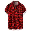 Camisa Informal de Manga Corta Suelta y Moderna para Hombre con Estampado de Corazón Estilo Nuevo Transfronterizo para el Día de San Valentín Sin Bolsillos