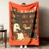 Manta de franela más vendida en Amazon transfronteriza, estampado de calabaza de Halloween y fantasmitas, manta de regalo festiva