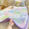 Funda de Cama Acolchada de Vellón de Leche Doble Cara Clase A Set de Tres Piezas Protector de Cama Reversible para Dormitorio Estudiantil