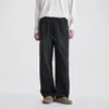 Calça Casual de Perna Larga Bordada com Logo Khmer Yizhi para Homens, Outono, Corte Amplo, Amiga da Pele, Respirável, Versátil para o Dia a Dia, Calça Reta