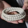 Pulseira de Raiz de Bodhi de Jade Branco com 108 Contas Cilíndricas de Corte Reto para Alívio do Estresse, Contas de Oração Budistas, Pulseira de Contas, Suprimento para Live Streaming