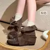 Botines de tobillo de diseño de nicho nuevo y moderno estilo coreano, con cordones, puntera redonda, que aumentan la altura, botines western de puntera redonda, botas de moda
