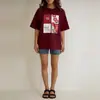 Camiseta 100% Algodão de Manga Curta para Mulheres, Estilo Nicho Inspirado em Design de Verão, Estilo Preguiçoso com Estampa de Letras, Top Casual Versátil de Meia Manga, Estilo Ins
