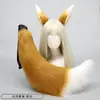 Un Juego de Orejas de Zorro de Peluche Hechas a Mano, Orejas de Lobo, Pinzas para el Cabello, Cola de Lobo, Accesorios de Cola de Zorro, Orejas de Animal, Adornos para el Cabello de Cola y Juego de Accesorios