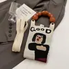Bolso de Mano de Punto de Nuevo Estilo Color Dopamina Bolso de Almacenamiento Versátil de Nicho Bolso Pequeño de Punto Cruzado