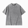 Camiseta de gola redonda de algodão lavado, manga curta, floco de neve frito, 240g, retrô, masculina, ombro solto, maré, top