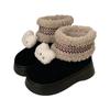 Botas de Nieve Gruesas con Suela Gruesa, Forradas de Polar, Bloques de Color Retro para Exteriores, Nuevo Estilo de Invierno, Cómodas Botas de Algodón Simples de Estilo Gatito para Uso Diario para Mujer