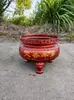 Queimador de Incenso Redondo de Boca Plana de Ferro Fundido Pequeno Queimador de Incenso Templo Interno Templo Taoísta Salão Ancestral Oferenda Fogo de Incenso Eterno Fundição de Ferro Fundido