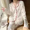 Pijama de Mujer Primavera y Otoño Nuevo Pantalones de Manga Larga Estilo Jacquard Dulce y Lindo Dibujos Animados Conjunto de Ropa para el Hogar Se Puede Usar Afuera
