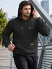Sudadera con capucha para hombre transfronteriza, Amazon primavera/otoño jacquard texturizado de manga larga con bolsillo canguro etiqueta de cuero cordón sudadera casual
