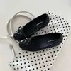 Elegantes zapatos bajos de mujer estilo francés con estampado de rombos, nuevo modelo otoño 2026, zapatos Mary Jane que aumentan la altura con lazo, zapatos planos