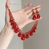 Conjunto de Colar e Brincos Gota D'água Dourada para Indústria Pesada com Vestido de Noite Acessórios Femininos Exagerados de Alta Qualidade Colar