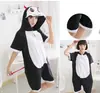 Camisa de Algodão de Verão Desenho Animado Pikachu Stitch Infantil para Ar Condicionado Roupas Caseiras Masculinas e Femininas Macacão de Manga Curta Dinossauro Panda