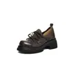 Zapatos Planos de Punto Negros con Lazo Vintage Chuyuji para Mujer 2026 Otoño/Invierno Nuevos Zapatos de Suela Gruesa de Tacón Alto de Corte Profundo
