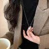 Fangtangjia Cadena de Suéter de Metal Pesado Plateado de Moda y de Gama Alta Collar Largo Casual Simple para Apilar Nicho