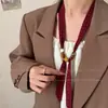 Colar Lenço de Seda Retro com Bolinhas para Mulheres, Acessório de Fita Longa Versátil Estilo Francês, Decoração de Corrente de Pescoço de Alta Qualidade Estilo Coreano