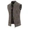 Chaqueta Cárdigan Casual de Otoño para Hombre con Forro Polar, Chaleco de Cuello Alto, Chaleco Suéter Multicolor Talla Grande Otoño-Invierno