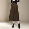 Pantalones acampanados de lana mezclada de color liso para mujer, nueva colección otoño/invierno 2026, de tiro alto, corte holgado, con caída fluida, efecto adelgazante y diseño de pierna recta, perfectos para uso casual