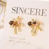 Pendientes de Fuegos Artificiales Estilo Maillard Retro Artístico Imitación Piedra Ojo de Tigre, Joyería para Orejas de Mujer de Lujo Ligero de Nicho, Aretes