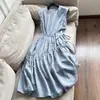 2026 Novo Estilo Ráfia Elegante Cor Sólida Sem Mangas Redutor de Idade Cordão Vestido Longo Atacado H20Fq09938