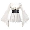 Comercio Exterior Transfronterizo Falda Grande Retro Medieval Dobladillo Grande Falda Larga Irregular Roja y Blanca Ropa Top con Ceñidor en la Cintura