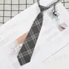 Gravata Cinza Estilo Preppy Feminino Preguiçoso Livre Estilo Japonês Uniforme Escolar Xadrez Gravata Dk Masculina Retrô Gravata para Camisa Feminina Curta