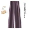 Calça pantalona de terno slim para mulheres petite, calça cropped de cintura alta, solta e com bom caimento, calça feminina casual de corte reto