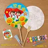 Festival do Meio Outono e Dia Nacional Leque Redondo para Pintar DIY Infantil Leque Colorir Padrão de Desenho Animado Cartão Fan com Grafite