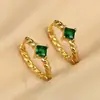 Pendientes Cuadrados de Piedras Preciosas Retro para Mujer, Pendientes Trenzados de Moda de Alta Gama, Pendientes Redondos Dorados al por Mayor