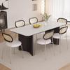 Mesa de Jantar de Madeira Maciça Ardósia Branca Pura Estilo Italiano Mesa de Jantar para Casa Mesa Preta Simples Modelo de Designer Bancada para Casa
