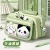 Estojo de Lápis Panda Estilo Chinês com 9 Compartimentos, Conjunto de Papelaria, Caixa de Papelaria, Presente de Aniversário para Alunos do Ensino Fundamental, Estojo de Lápis de Papelaria Ita Bag de Nicho