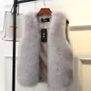 Casaco de inverno plus size feminino algodão colete de pele quente colete de couro fino colete de pele sintética de raposa feminino espessado