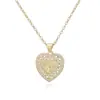 Aogu Collar con Colgante de Corazón de Zirconia Chapado en Cobre Oro de 18 Quilates, Best-Seller Transfronterizo Europeo y Americano, Collar Retro de Nicho
