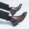 Zapatos de Hombre de Cuero de Becerro de Color Desgastado de Gran Tamaño Transfronterizos Botas de Punta Redonda de Caña Media Botas de Caña Alta de Cuero Formales para Negocios Otoño e Invierno