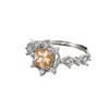 Anillo de Zirconia Champagne con Copo de Nieve Incrustado de Moda Europea y Americana Nuevo Diseño de Nicho Femenino Personalizado Versátil Anillo de Alto Nivel